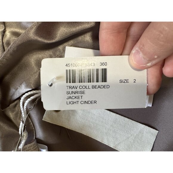 Chicos Beaded Travel Sunrise Jacket Light‎ Cinder Size 2 Lightweight Formal NWT - Picture 12 of 16